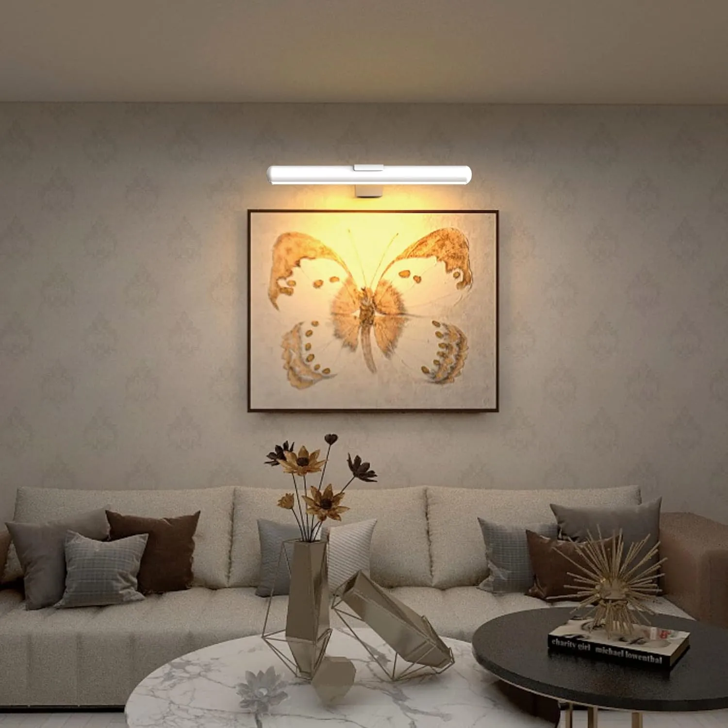 TINTINDOC Led Painting Light Rechargeable Battery Operated Art Picture Accent Lights, Dimmable 300Lumen with Remote Control, Metal Shell Dartboard Light