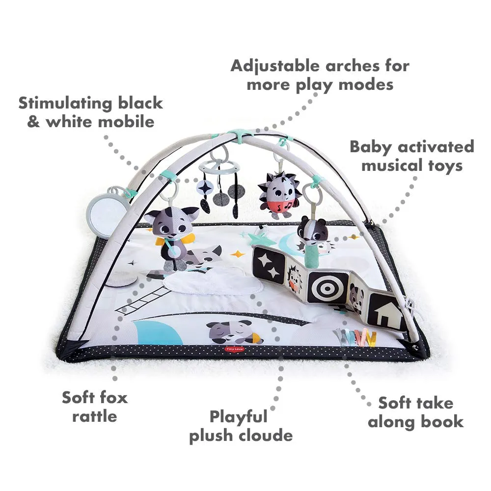 Tiny Love Baby Tummy Time Play Mat, Gymini Deluxe Baby Play Mats for Floor, Magical Tales Black & White Activity Gym