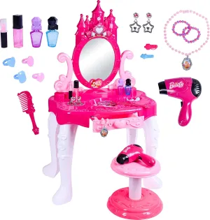 Toddler Vanity Set Play for Girls Vanity Playset with Mirror and Makeup Table for Kids Beauty Set with Fashion & Makeup Accessories