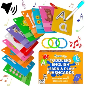 Toddlers English Phonics Flash Cards - Sight Words Flash Cards for Kindergarten - Shapes, Animals, Fruits, Colors, Numbers, & ABC Flashcards for Toddlers Age 3 