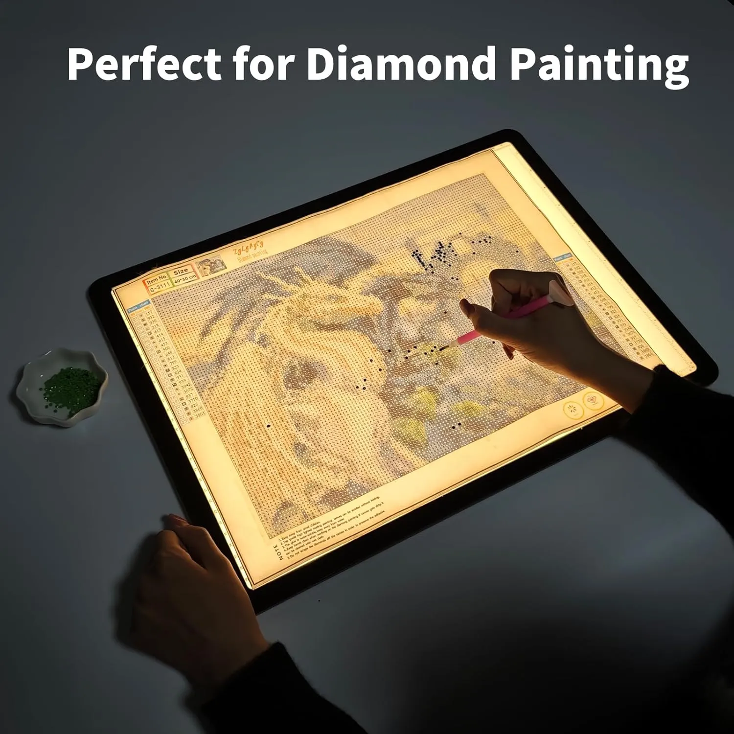 TOHETO Rechargeable A3 Light Pad for Diamond Painting, Ultra Bright Tracing Light Box for Drawing, Wireless Lightbox for Tracing and Drawing, Cordless Diamond Art Light Board for Sketching (Black)