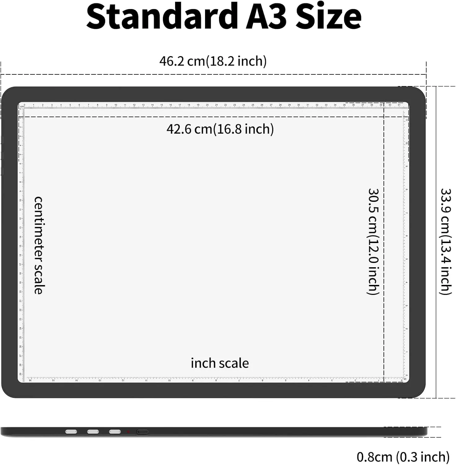 TOHETO Rechargeable A3 Light Pad for Diamond Painting, Ultra Bright Tracing Light Box for Drawing, Wireless Lightbox for Tracing and Drawing, Cordless Diamond Art Light Board for Sketching (Black)