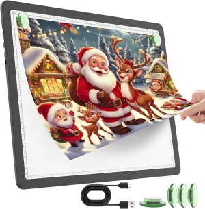 TOHETO Rechargeable A3 Light Pad for Diamond Painting, Ultra Bright Tracing Light Box for Drawing, Wireless Lightbox for Tracing and Drawing, Cordless Diamond Art Light Board for Sketching (Black)