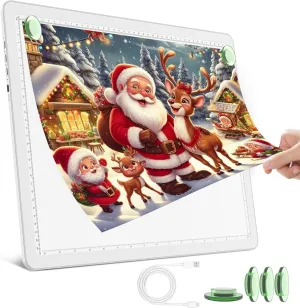 TOHETO Rechargeable A3 Light Pad for Diamond Painting, Ultra Bright Tracing Light Box for Drawing, Wireless Lightbox for Tracing and Drawing, Cordless Diamond Art Light Board for Sketching (White)