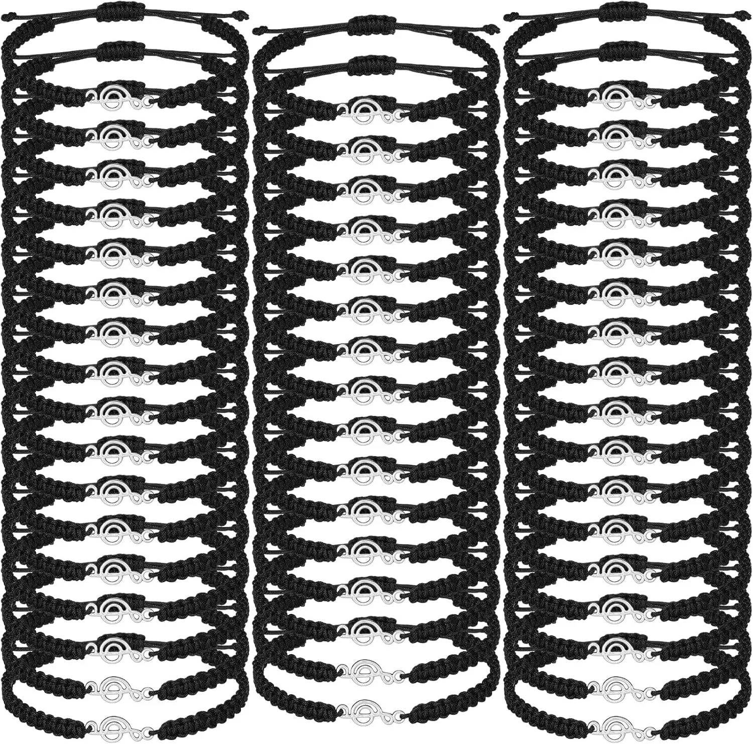 Tondiamo Music Note Bracelets Musical Charm Black Braid Rope Bracelets for Party Favors Cheerleading Gifts Accessories