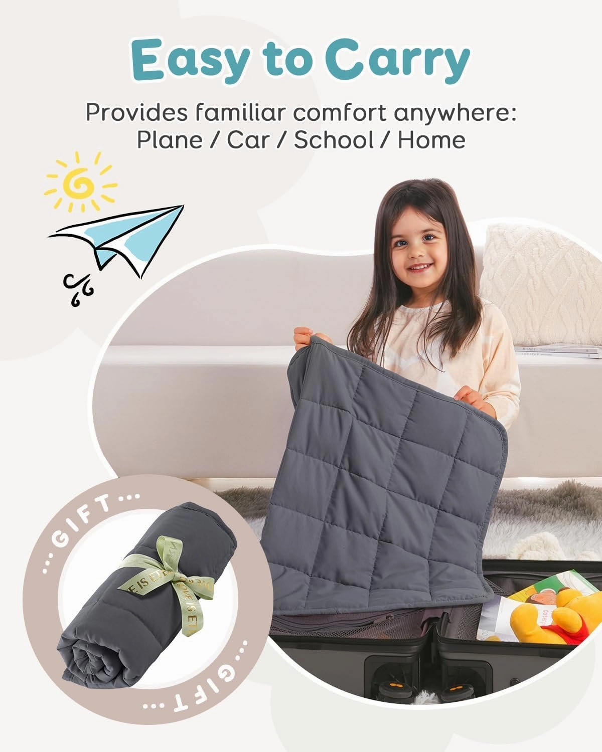 Topblan 2 lb Weighted Blanket, 19" x 21" Weighted Lap Pad, Soft Breathable Premium Glass Bead Filling for Calming, Machine Washable, Dark Grey