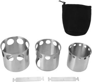 Topyond Outdoor Camping Stove Set, Camping Heater Stove, Wood Burning Camp Stove Stainless Steel Portable Stove for Wood Branches Leaves Pine Cones