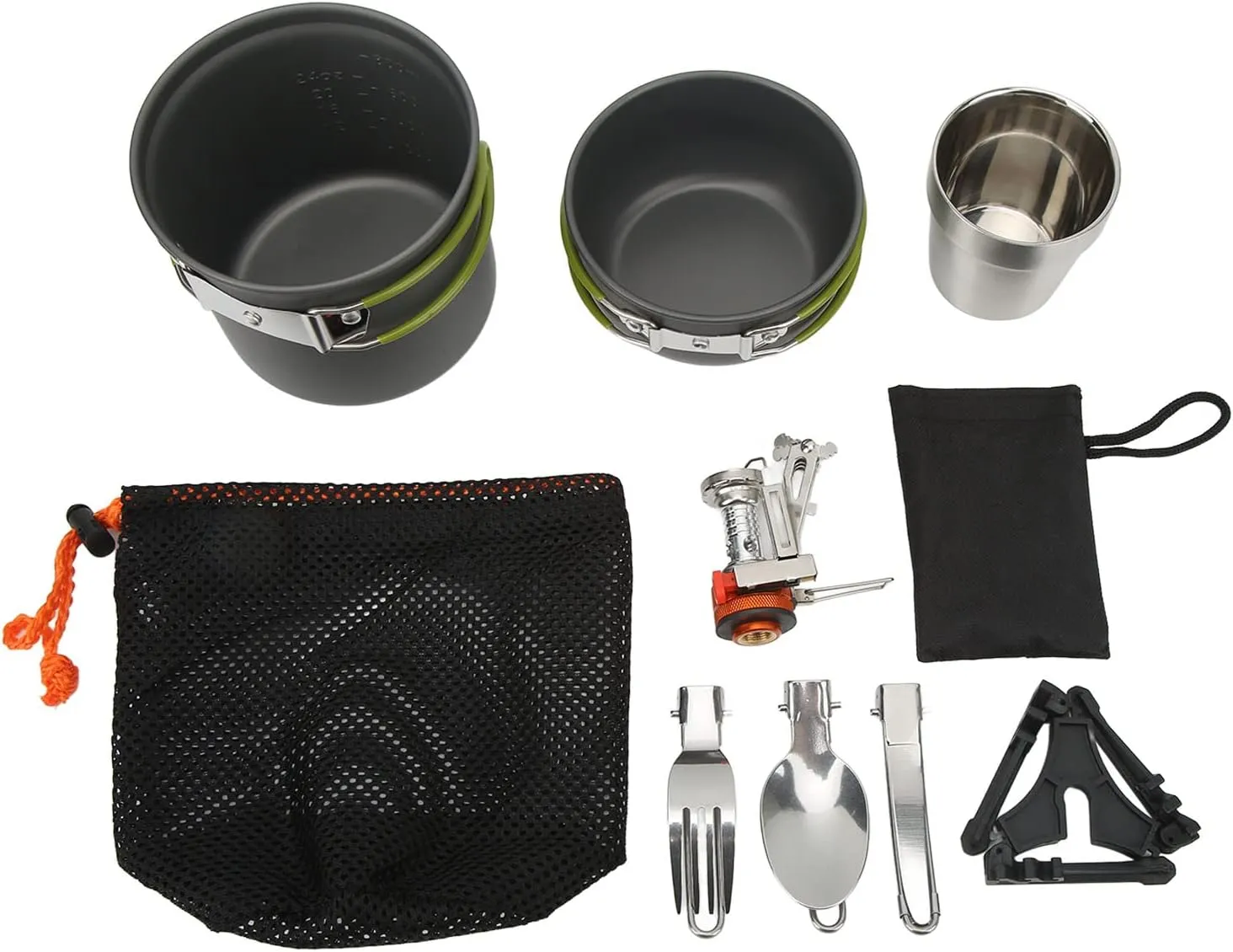 Topyond Portable Outdoor Camping Cookware Set with Easy Storage Stainless Steel Fork, Knife, Spoon, Cup, Frying Pan, Soup Boiler, Stand, Suitable for Camping, Outdoor Cooking, Backpacking