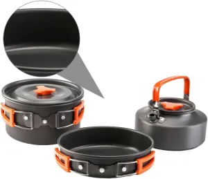 Totority 1set Portable Outdoor Camping Cooking Pot Cookware for People Lightweight and Camping Utensils for Hiking Picnics and Outdoor Activities