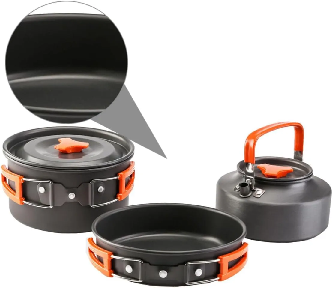 Totority 1set Portable Outdoor Camping Cooking Pot Cookware for People Lightweight and Camping Utensils for Hiking Picnics and Outdoor Activities