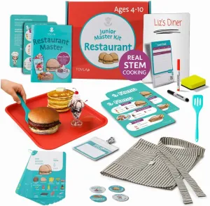 Tovla Jr. Real Restaurant Cooking Set for Kids | Montessori-Inspired STEM Kit for Ages 4  | Hands-On Cooking Tools, Visual Recipe Cards, Educational Gift for Aspiring Chefs