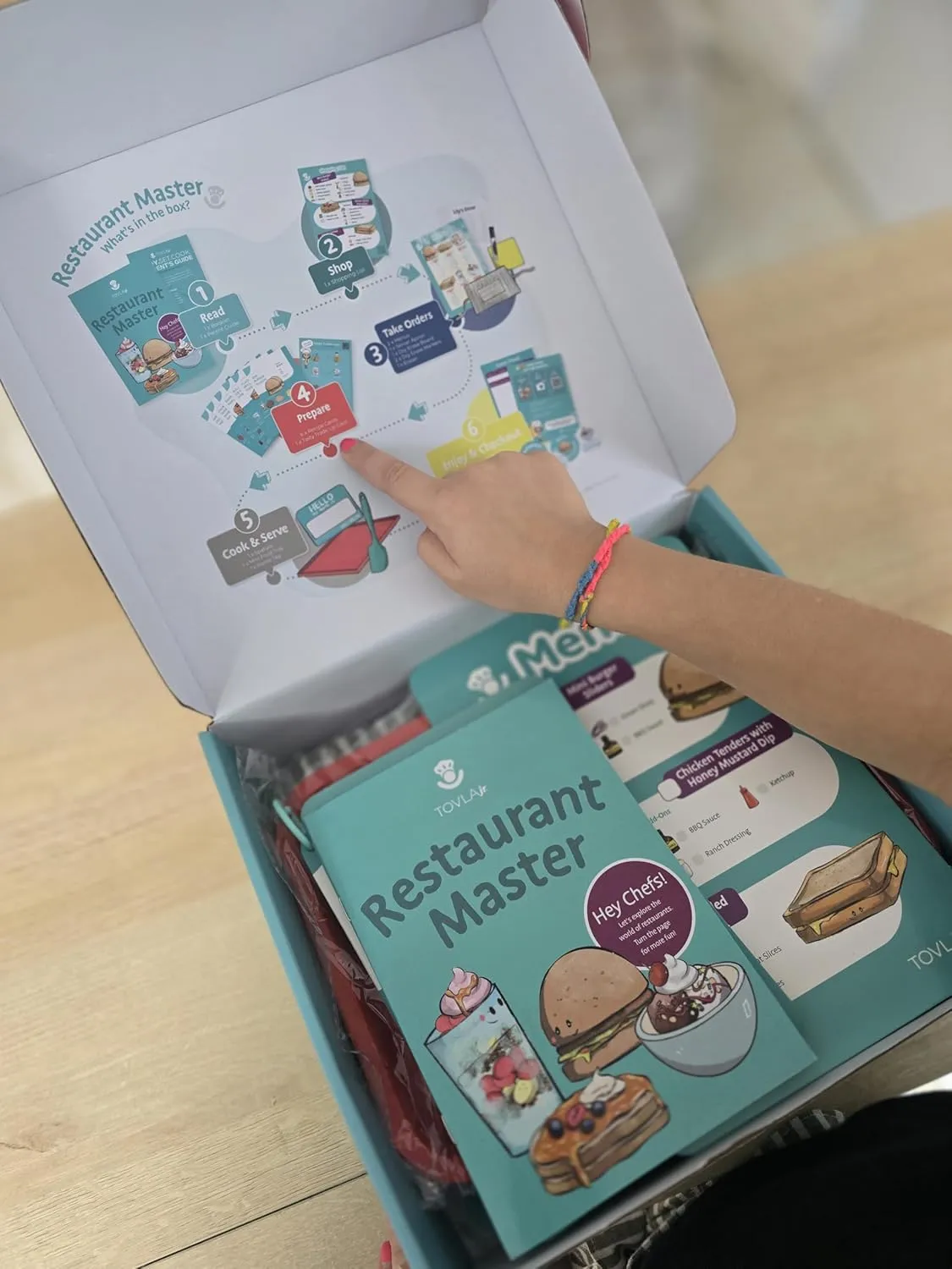 Tovla Jr. Real Restaurant Cooking Set for Kids | Montessori-Inspired STEM Kit for Ages 4  | Hands-On Cooking Tools, Visual Recipe Cards, Educational Gift for Aspiring Chefs