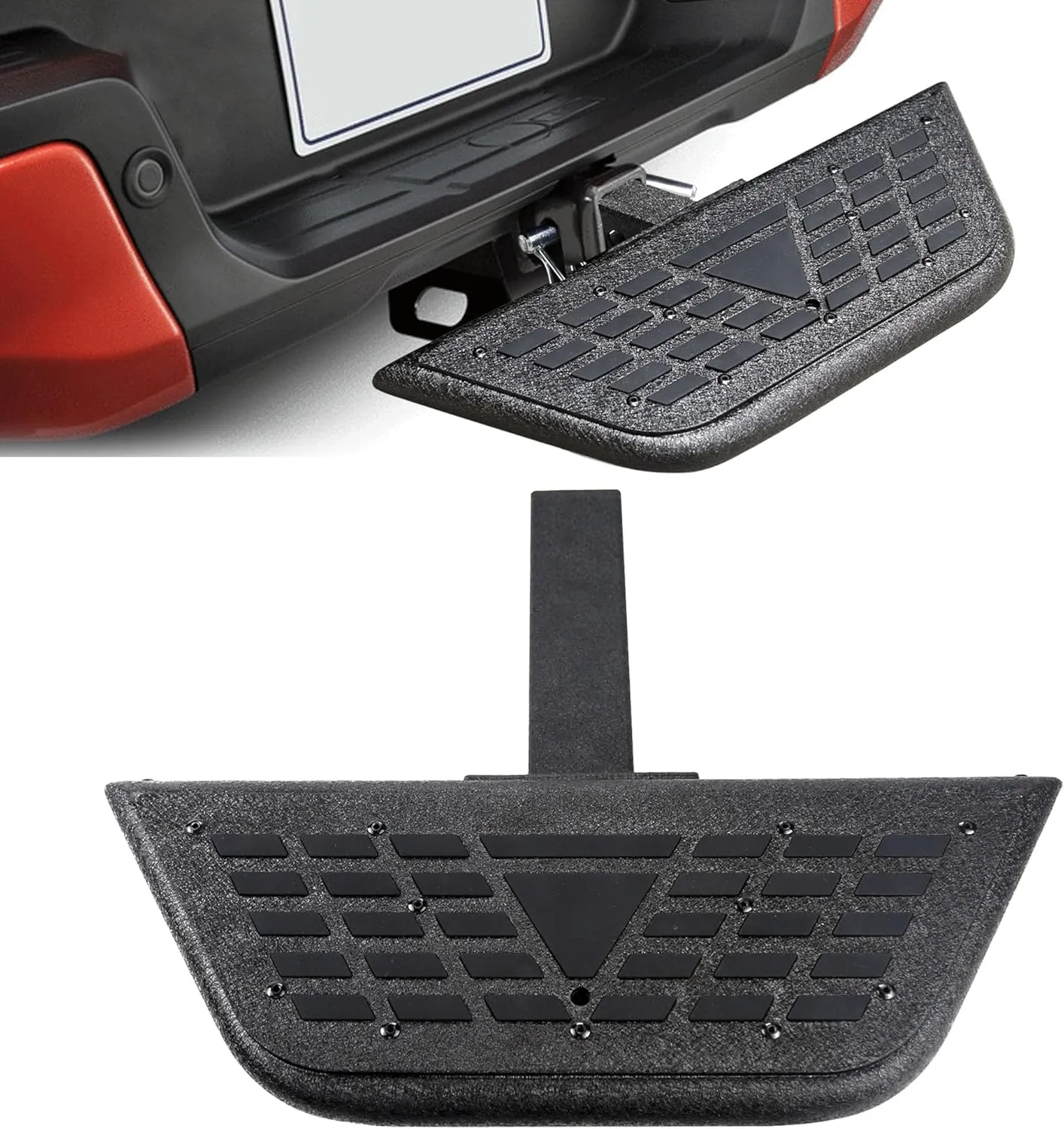Towing Hitch Steps for 2" Hitch Receiver, Universal Rear Trailer Hitch Bumper Guard Protector with Non-Slip Mat, Black Hitch Step Bar for Pickup Truck SUV