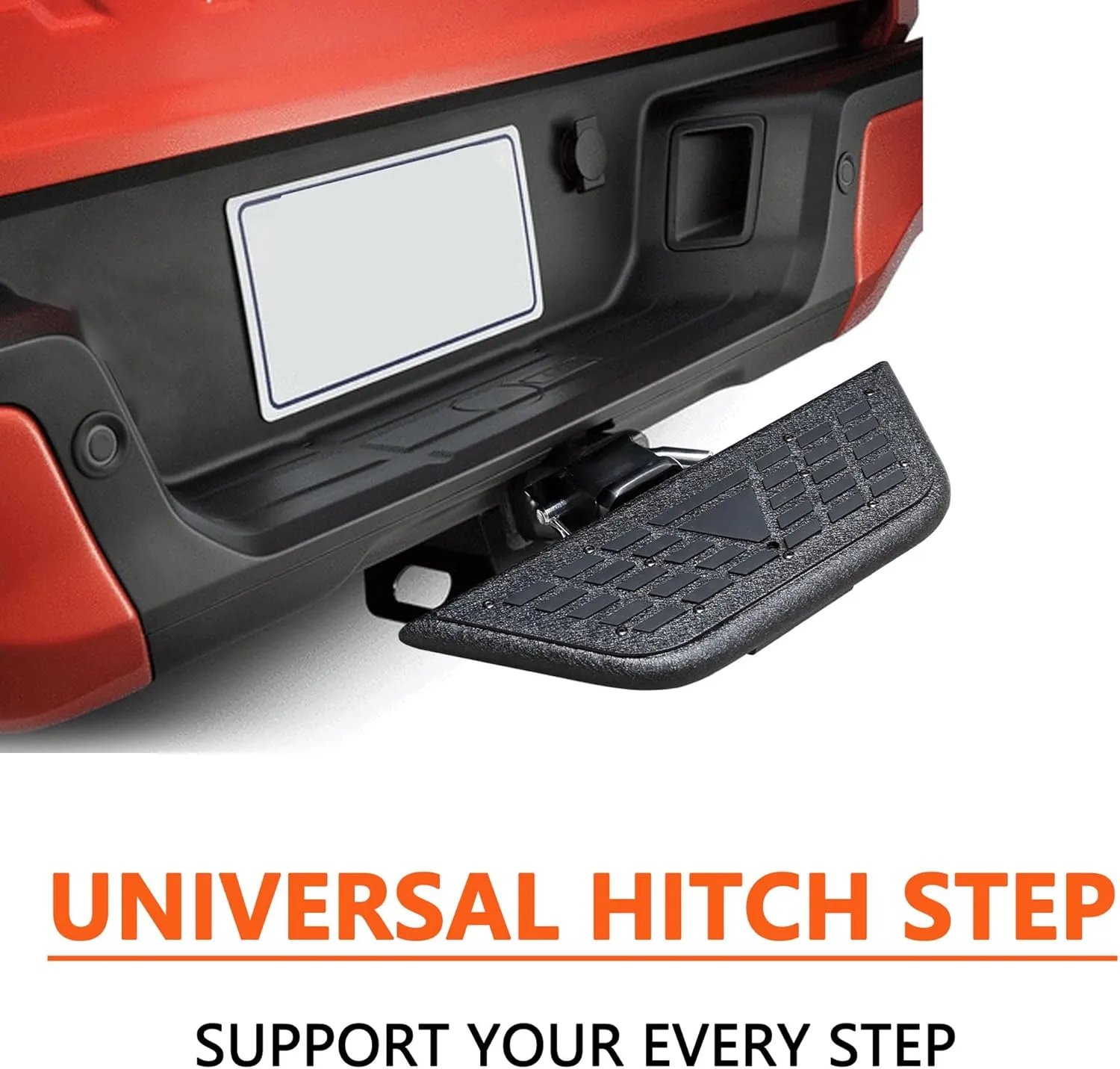 Towing Hitch Steps for 2" Hitch Receiver, Universal Rear Trailer Hitch Bumper Guard Protector with Non-Slip Mat, Black Hitch Step Bar for Pickup Truck SUV