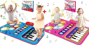 Toys for 1 Year Old Boy Girl Gifts: Baby Piano Mat Toddler Toys Age 1-2 - 2 in 1 Piano Drum Babies Music Mat - Musical Toy 12-18 Months Babies Birthday Easter Gifts for 1 2 3 Year Old Boys Girls