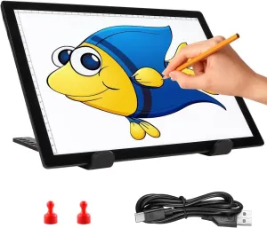Tracing Light Pad, A4 Rechargeable Light Box with Foldable Stand, Wireless Light Board for Tracing with Magnetic Clip, 5-Level Brightness, for Drawing