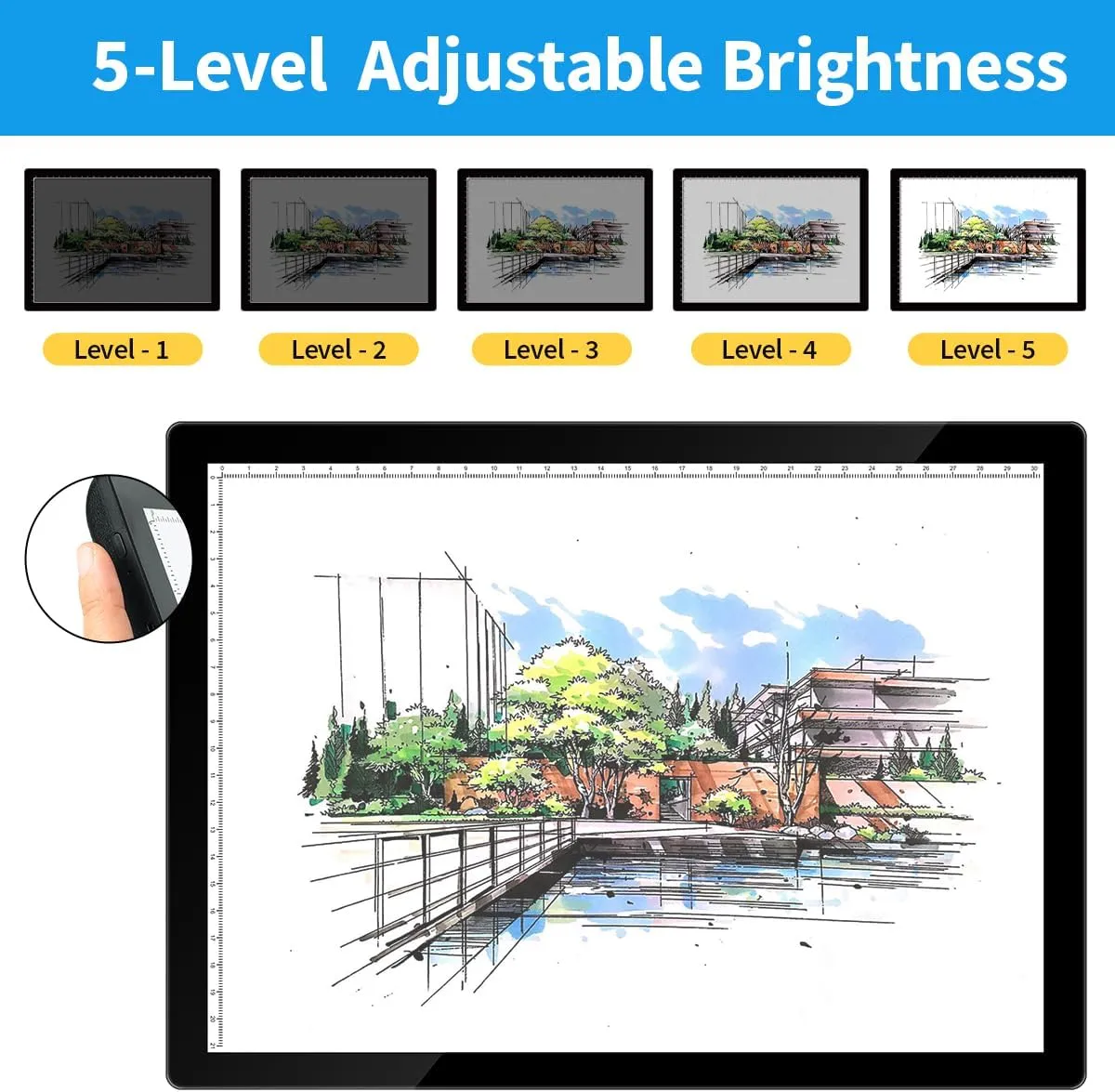 Tracing Light Pad, A4 Rechargeable Light Box with Foldable Stand, Wireless Light Board for Tracing with Magnetic Clip, 5-Level Brightness, for Drawing