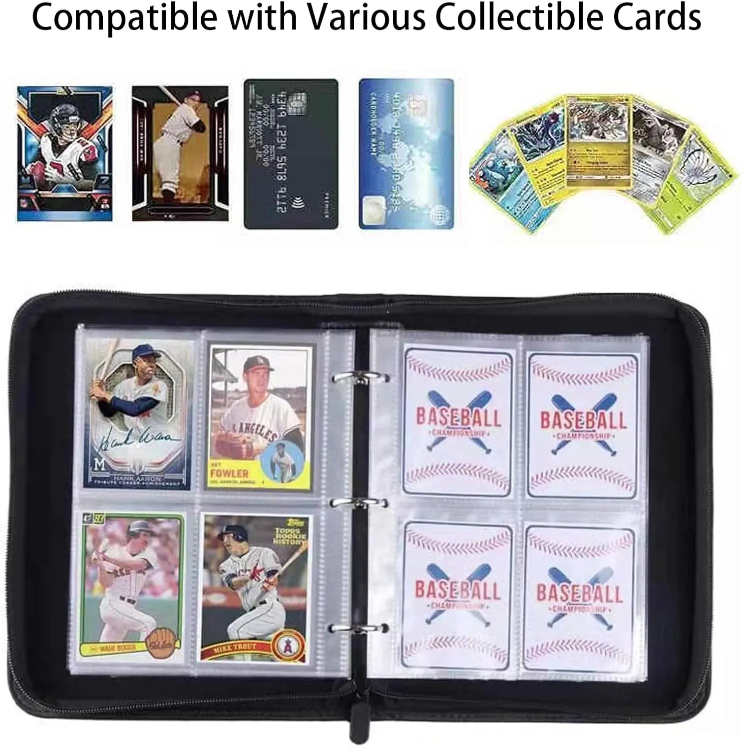 Trading Card Binder,400 Pockets Card Holder with 50 Removable Sleeves (Red)