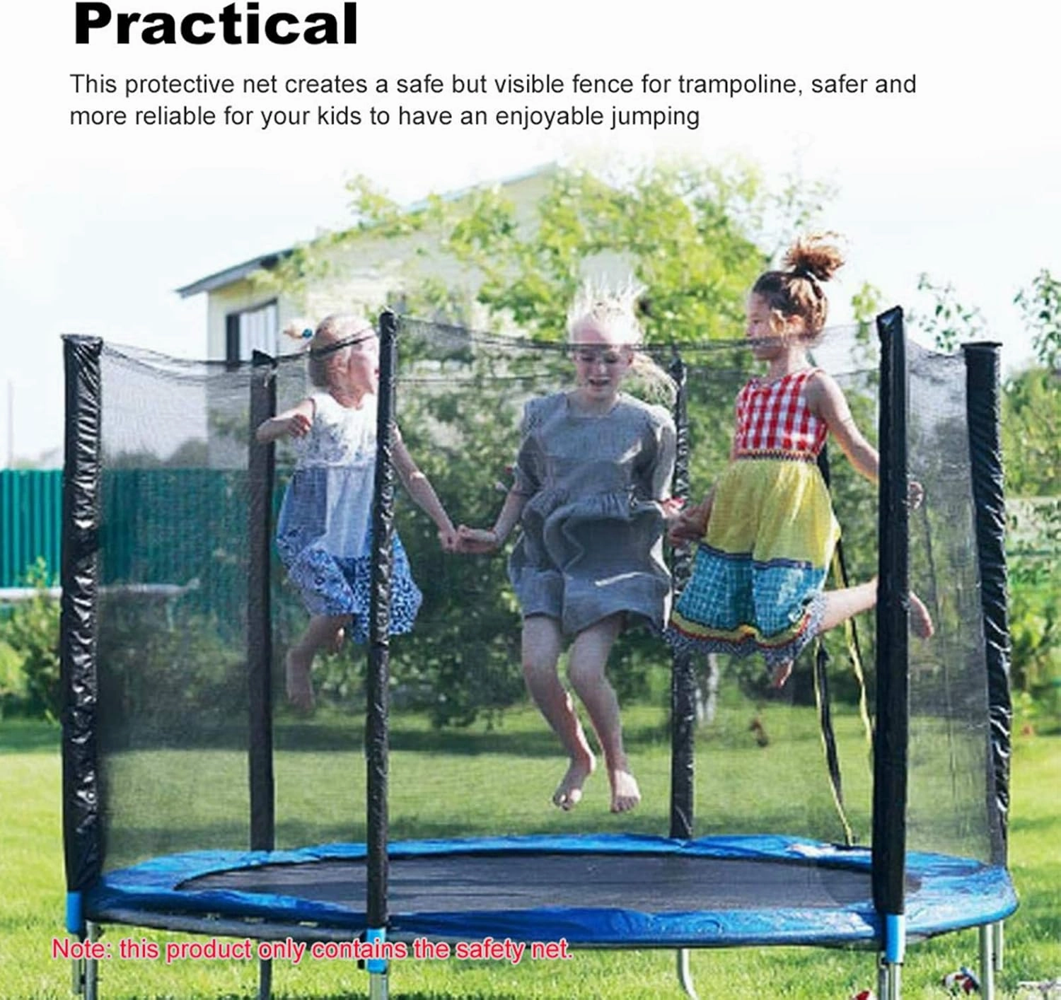 Trampoline Replacement Cover, Trampoline Enclosure Net 5ft, 6ft, 8ft, 10ft, 12ft, 13ft, 14ft, 15ft, 16ft Breathable Weather Resistant Trampoline Replacement Safety Mesh Netting