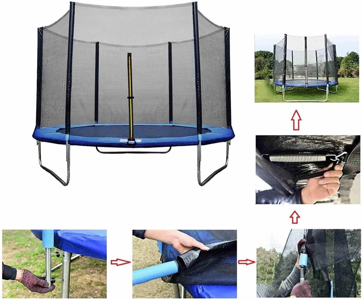 Trampoline Replacement Cover, Trampoline Enclosure Net 5ft, 6ft, 8ft, 10ft, 12ft, 13ft, 14ft, 15ft, 16ft Breathable Weather Resistant Trampoline Replacement Safety Mesh Netting