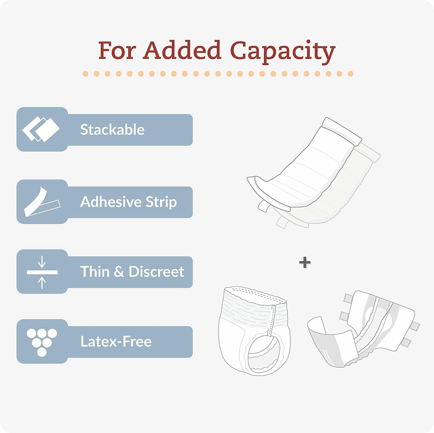Tranquility TopLiner Disposable Booster Pads, Mini (10.5" x 2.75"), Flow-Through Design with Adhesive Strip for Max Absorption, Adult Unisex, 25ct Bag