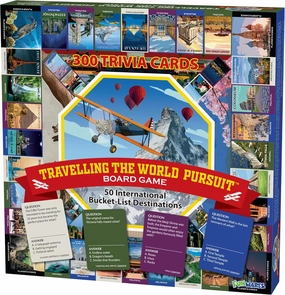 Travelling The World Pursuit - Trivia Board Game. Kids, Teens, Adults. Educational. 50 TOP Global Travel Destinations. Eiffel Tower, Colosseum, Giza, Vatican, Taj. Scout Game, Family Game. Ages 8-99.