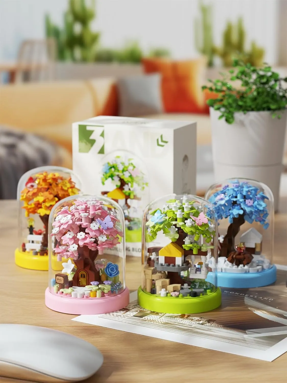 Tree House 4 Set Tree House Bonsai Tree House Building Flowers Set Ideas Building Blocks Complete with Dust Cover