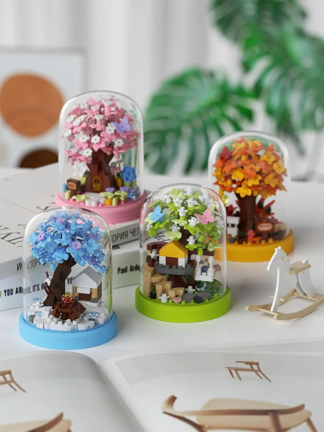 Tree House 4 Set Tree House Bonsai Tree House Building Flowers Set Ideas Building Blocks Complete with Dust Cover