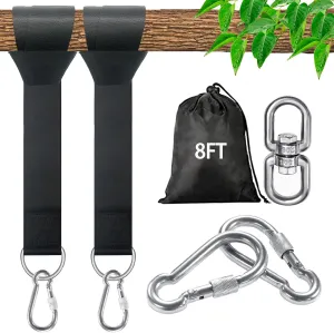 Tree Swing Straps Hanging Kit - 3FT/8FT/15FT/20FT/30FT, Strong & Durable - Holds Up to 5000lbs - Adjustable Tree Swing Straps Fit for All Swings, Hammocks, Safer & Easy Installation (8 FT)