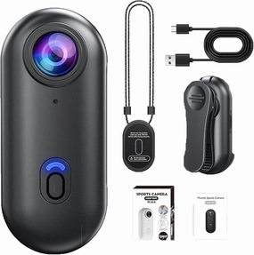Treklon Body Camera, Stallionframes 4k Mini Handsfree Bodycam, Thumb Cameras with Waterproof Case, Wearable Video Recording,HD 1080p/4k Pocket Action Cam,170° Wide Angle(Black-Standard)