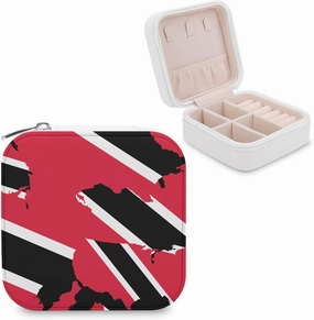 Trinidad and Tobago Flag U.S. Map Small Jewelry Box Necklace Ring Storage Organizer Travel Jewelry Case for Women Gift