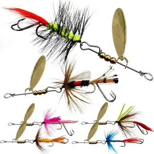 Trout Lures Fishing Spinnerbaits, Rooster Bait Tail Hard Metal Brass Spinner Baits Trout Fishing Lures for Bass Salmon Pike Freshwater Saltwater