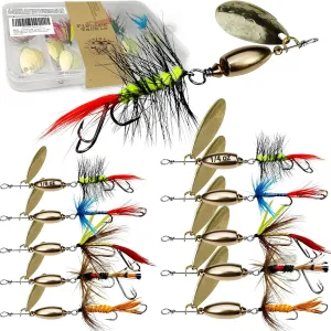 Trout Lures Rooster Bait Tail Fishing Spinnerbaits, Brass Hard Metal Spinner Baits Trout Fishing Lures for Bass Salmon Pike Freshwater Saltwater Lake River