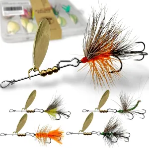 Trout Lures Rooster Bait Tail Fishing Spinnerbaits, Brass Hard Metal Spinner Baits Trout Fishing Lures for Bass Salmon Pike Freshwater Saltwater Lake River