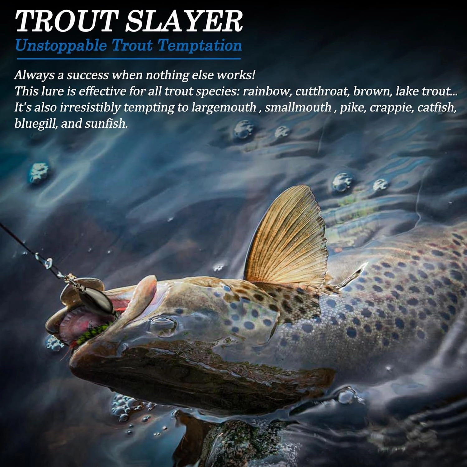 Trout Lures Rooster Bait Tail Fishing Spinnerbaits, Brass Hard Metal Spinner Baits Trout Fishing Lures for Bass Salmon Pike Freshwater Saltwater Lake River