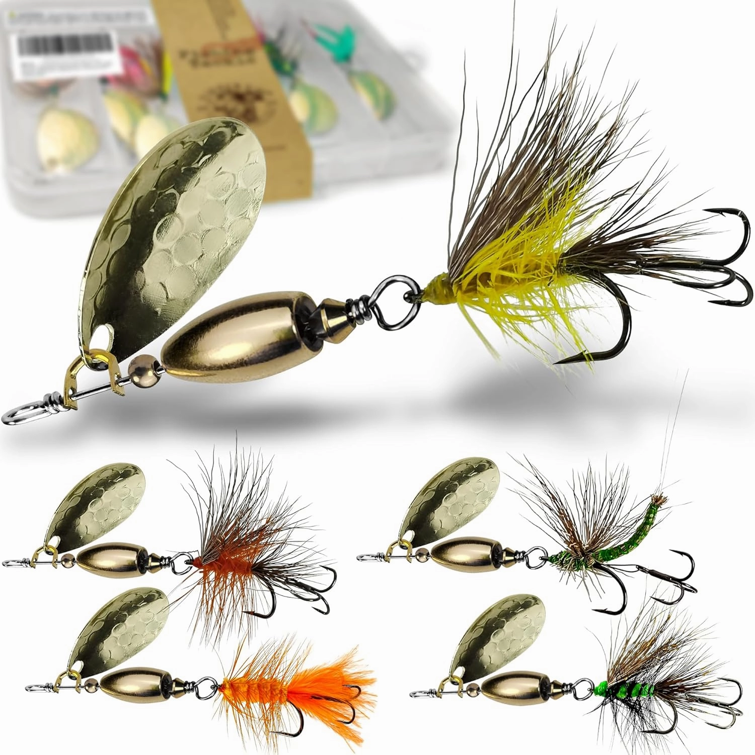 Trout Lures Rooster Bait Tail Fishing Spinnerbaits, Brass Hard Metal Spinner Baits Trout Fishing Lures for Bass Salmon Pike Freshwater Saltwater Lake River