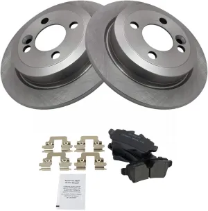 TRQ Rear Brake Pad & Rotor Kit Brake Pads Brake Rotor Ceramic Compatible with 2008-2015 Mini Cooper