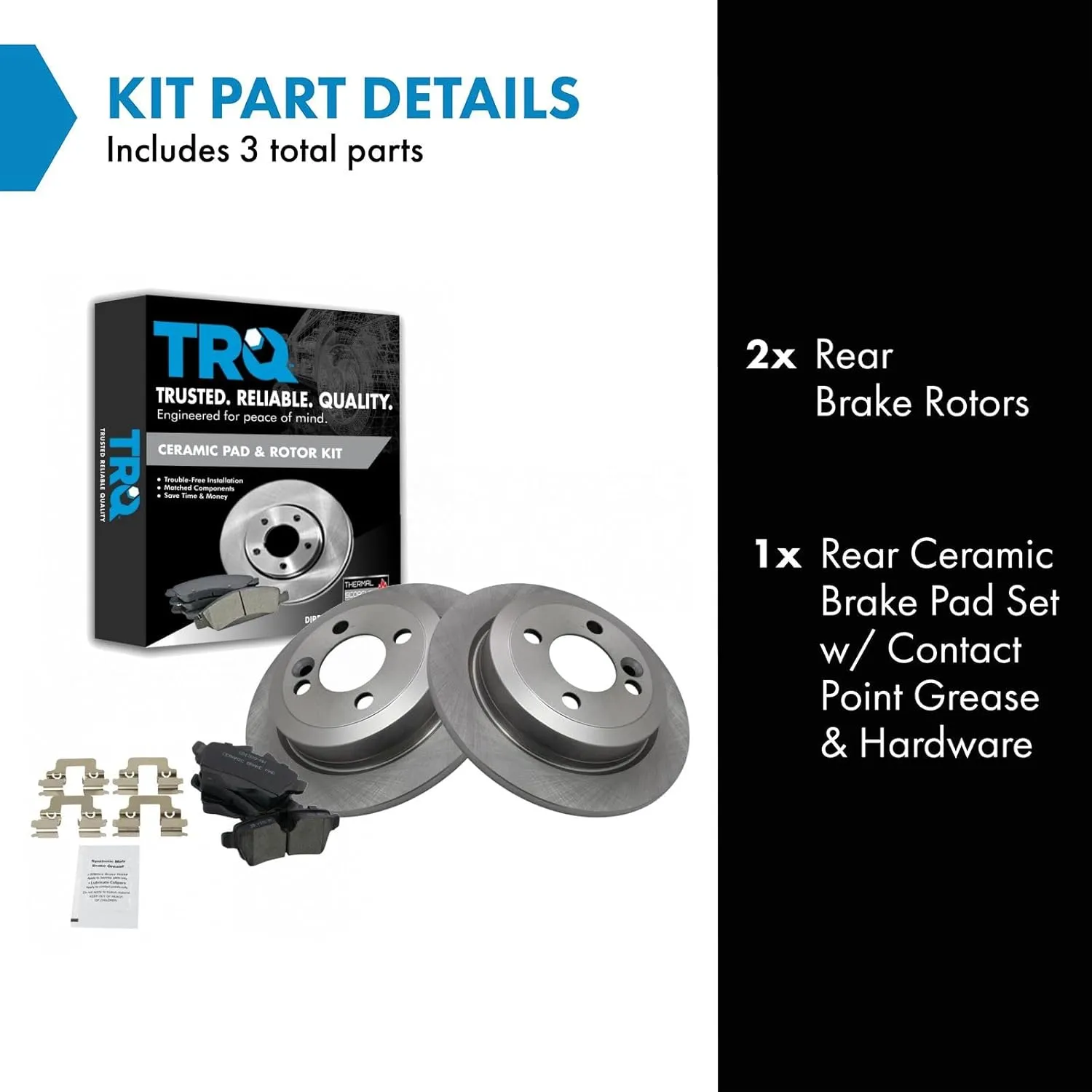 TRQ Rear Brake Pad & Rotor Kit Brake Pads Brake Rotor Ceramic Compatible with 2008-2015 Mini Cooper