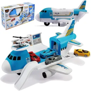 Tuko Transport Cargo Airplane Car Toy Play Set for 3  Years Old Boys and Girls(Blue)