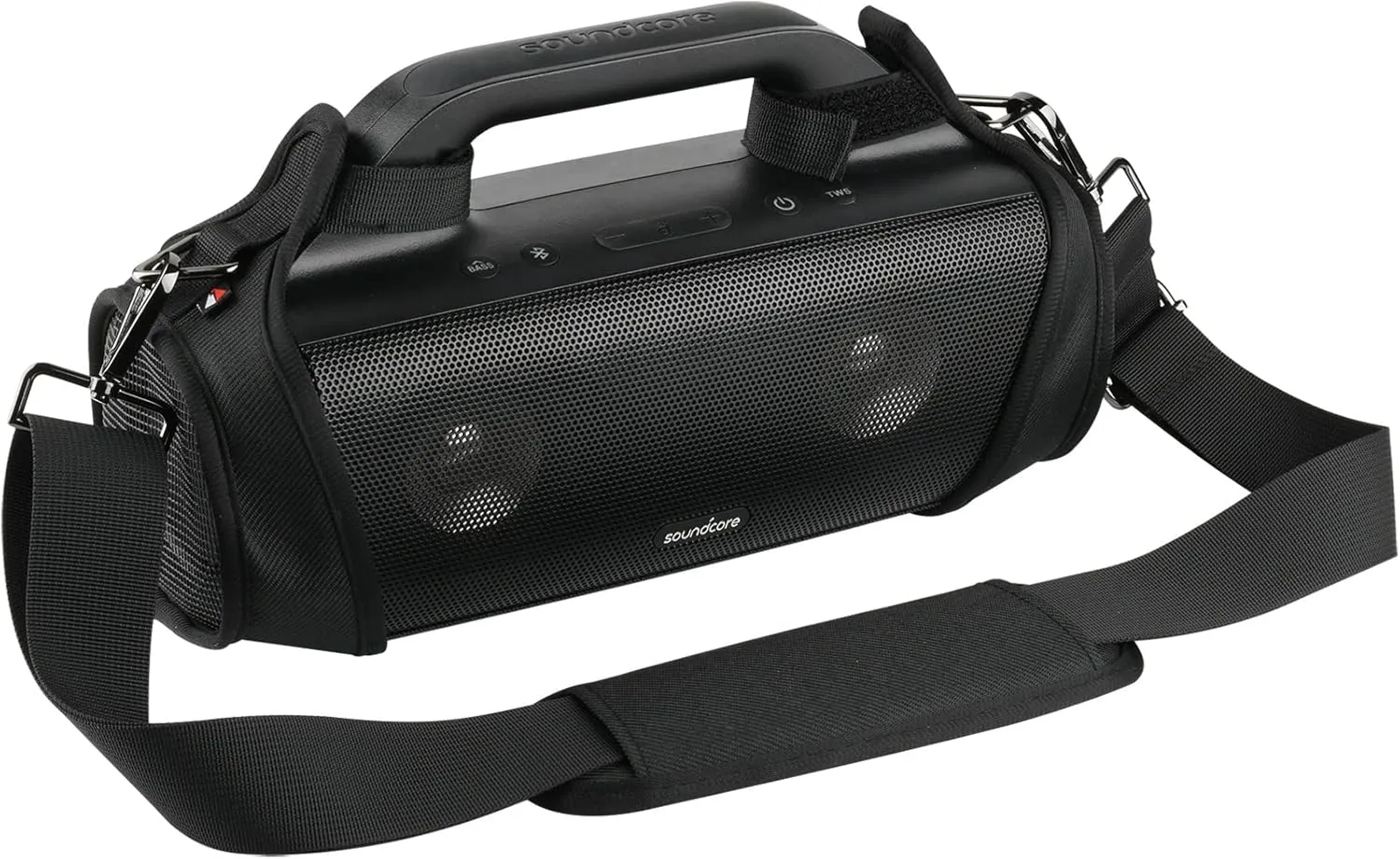 TXEsign Travel Carrying Strap Case for Anker Soundcore Motion Boom Outdoor Speaker, Adjustable Shoulder Strap with Two Side Covers Travel Carrying Case Speaker Cover for Anker Soundcore Motion