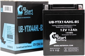 UB-YTX14AHL-BS Battery Replacement for 1993 Gilera RC 600C 600 CC Motorcycle - Factory Activated, Maintenance Free, Motorcycle Battery - 12V, 12AH, UpStart Battery Brand