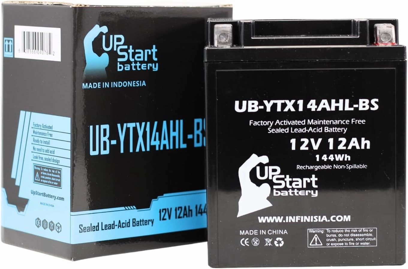 UB-YTX14AHL-BS Battery Replacement for 1993 Gilera RC 600C 600 CC Motorcycle - Factory Activated, Maintenance Free, Motorcycle Battery - 12V, 12AH, UpStart Battery Brand