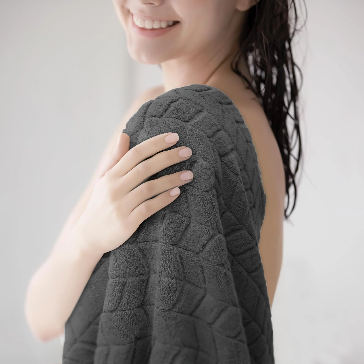 Ultra Soft & Stylish 700 GSM Luxury Hand Towel Set (6 Pieces - 30 x 16 in.) - 100% Zero-Twist, Long-Staple Cotton - Remarkably Absorbent (Granite Grey)