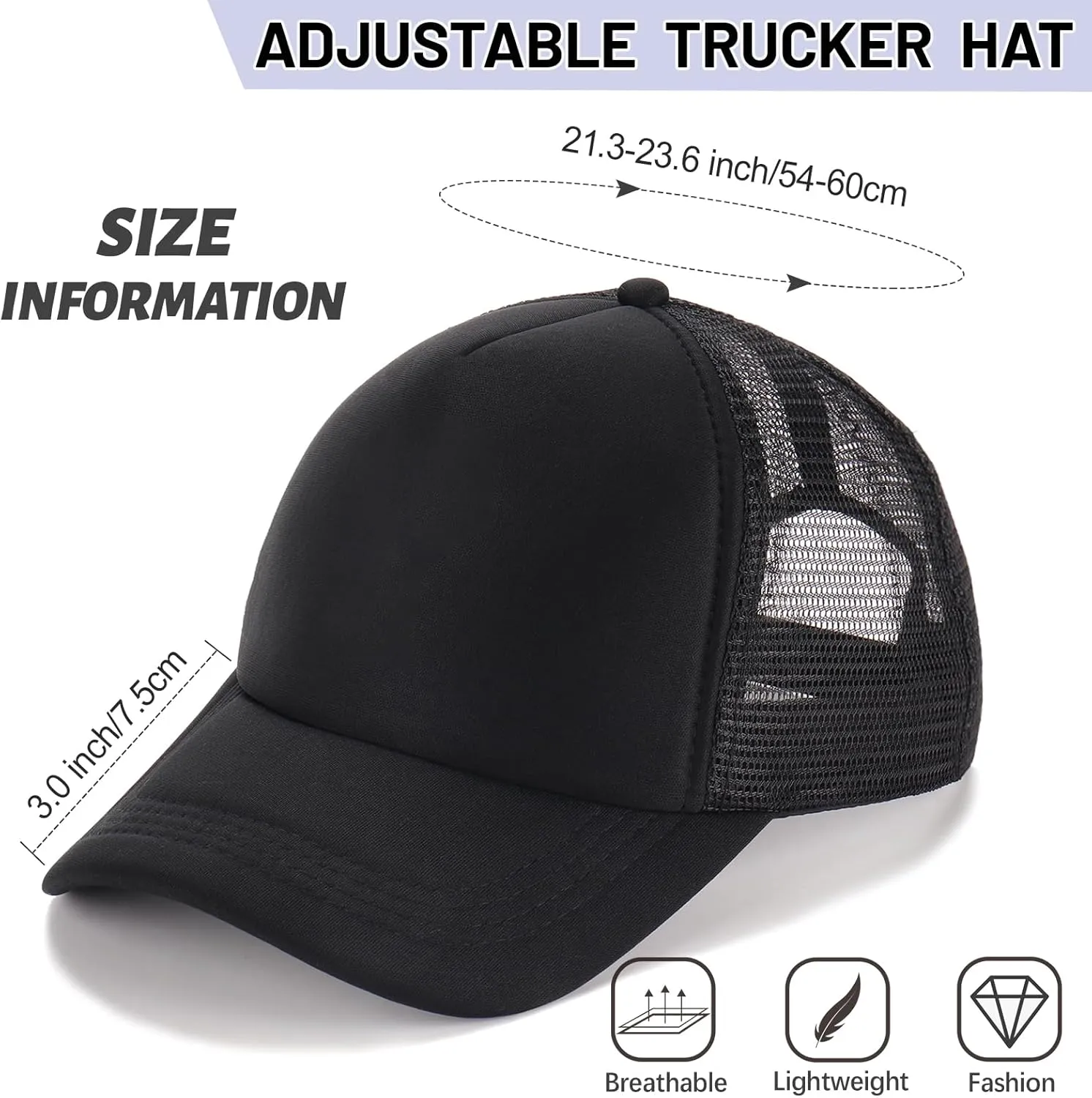 Ultrafun 10 Pack Trucker Hat Mesh Sublimation Blank Hats Adjustable Baseball Caps Hats for Men Women