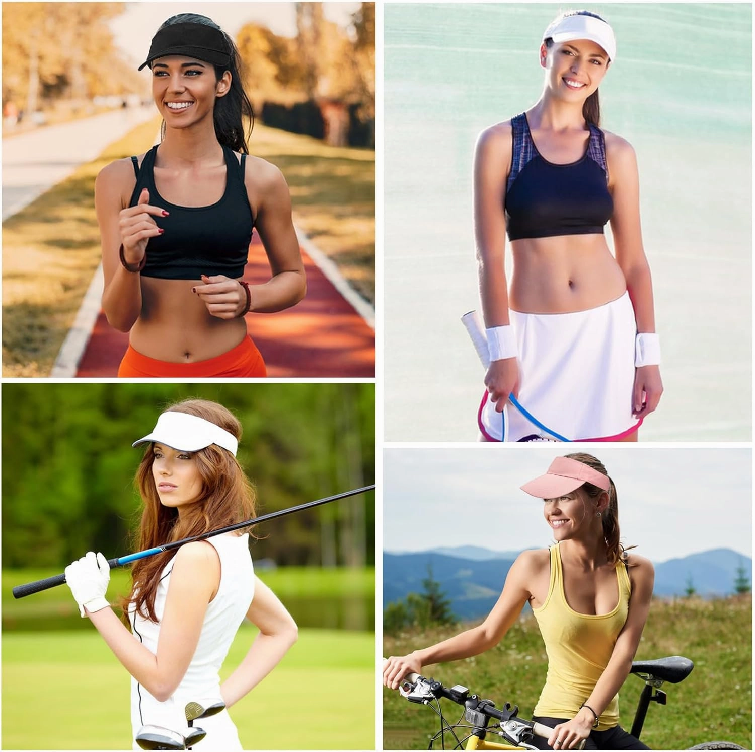 Ultrafun Unisex Sports Sun Visor Adjustable UV Protection Sun Hat Cap for Beach Pool Golf Tennis