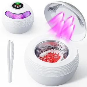 Ultrasonic Retainer Cleaner, 45kHZ Ultrasonic Denture Cleaner, 4 Modes with Digital Timer, 200ML Portable Retainer Cleaner Machine for Dentures, Retainer, Aligner, Braces, Mouth Guard