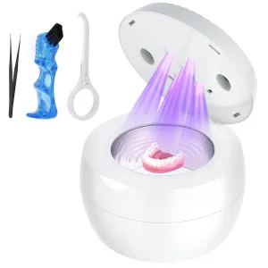 Ultrasonic Retainer Cleaner Machine, Cleaning Pod for Jewelry Cleaner, Dentures, Mouth Guards, Rings, Earrings, Glasses- 200ML 45kHz One-Touch 5-Minute Deep Clean