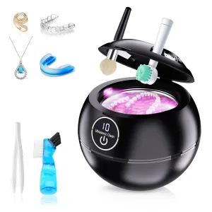 Ultrasonic Retainer Cleaner Machine, Sonic Denture Cleaner for Mouth Guard, Aligner, Braces, Night Guard, Portable Dental Cleaning Pod, 190ml/45khz Diamond Cleaner for Rings Jewelry Ultrasonic Clean