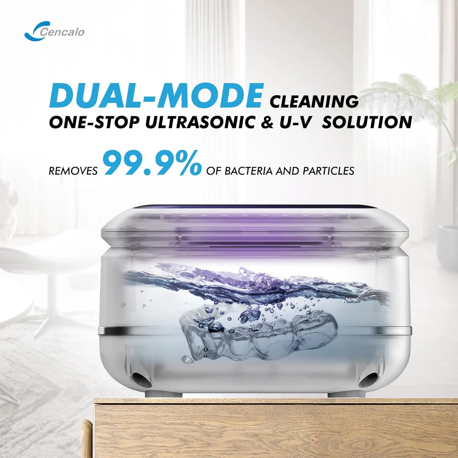 Ultrasonic Retainer Cleaner Machine with 2 Digital Timer, U-V Dental Cleaning Pod with Viewing Port,180ml Portable Denture Cleaner for Mouth Guards, Night Guards, Aligners, Brace, Jewelry, 42kHz White