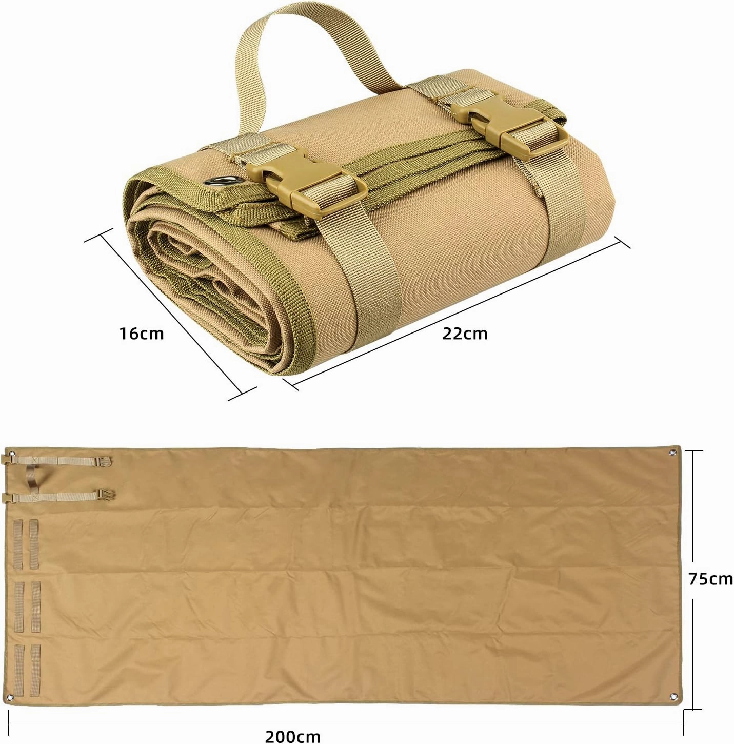UNISTRENGH Outdoor Professional Tactical Shooting Mat Advanced Roll Up Shooters Mat Non-Slip Durable Shooting Rest Hunting Accessories (Khaki)